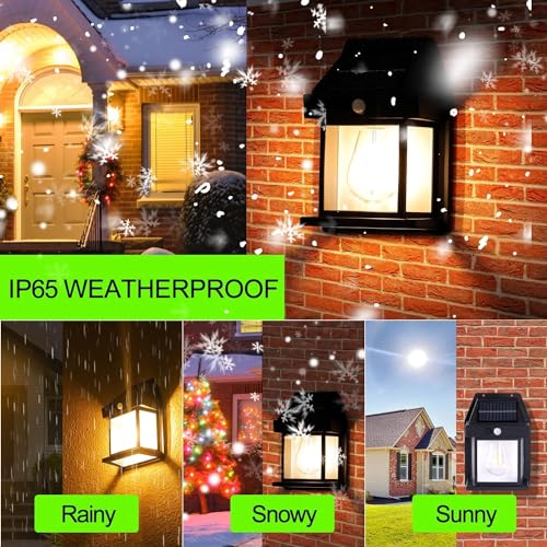Image of MB STAR Outdoor Solar Lights, Dusk to Dawn Solar Wall Sconce Motion Sensor, 3 Lighting Modes Waterproof Wall Lantern Light Fixtures for Garden Yard Patio Fence Outside - Black, Pack of 1