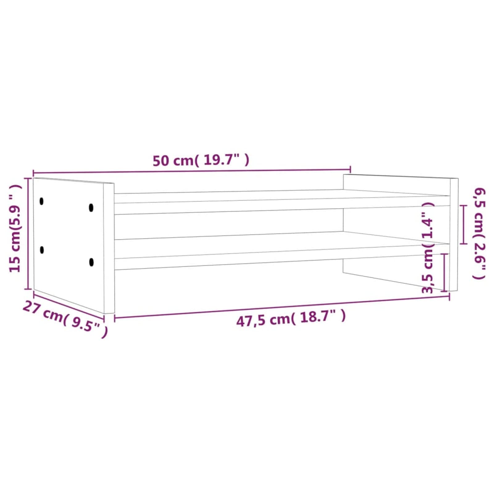 Gecheer Supporto per Monitor Grigio 50x27x15 cm Legno Massello di Pino-PLT1928