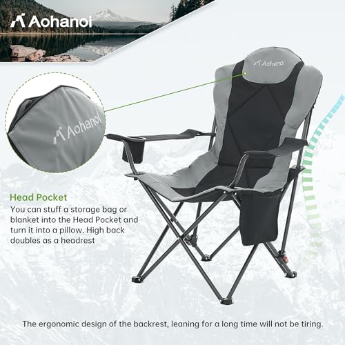 Sillas de Camping Aohanoi, Sillas Portátiles para Camping con Respaldo Ajustable, Plegables para Exterior, Soporta hasta 350 libras, Bolsa de Transporte Incluida miniatura 6