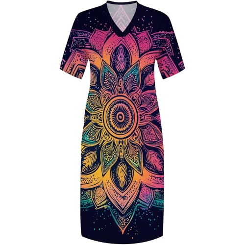 Image of SUZONANA Plus Size Dresses for Curvy Women African Print American Dress Summer Outfits Casual Loose with Pocket