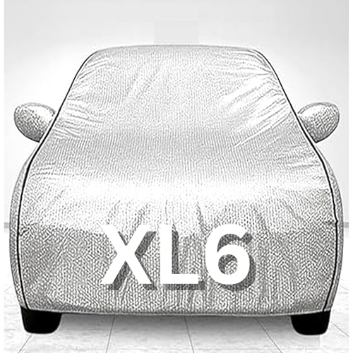 Image of 100% Waterproof Car Cover for XL6 UV Protection, Dustproof, Windproof | Custom Fit with Mirror Pockets, Belt & Buckle | All Weather Outdoor Body Cover (Silver, XL6)