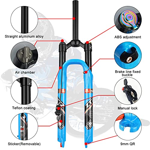 26/27.5/29 Inch Mtb Bicycle Aluminum Alloy Air Suspension Fork,Rebound Adjust Straight Trail Qr 9Mm Joureny 120Mm Manual/Remote Lockout Xc Am Fr Mtb Front Fork (White-Straight-Remote Lock, 27.5'') #TOP1