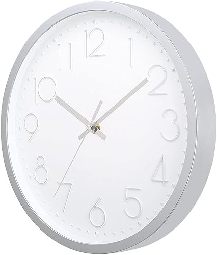 Miniatura 16 de Reloj de pared, reloj de pared de cocina, reloj silencioso redondo, clásico, funciona con pilas, diseño moderno y estilo para sala de estar, cocina