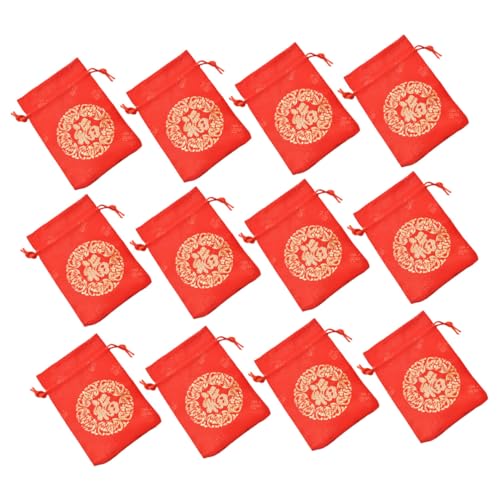 SAFIGLE 12個福字入り風ブロケード 袋 ジュエリー収納対応の丈夫な巾着袋 結婚式キャンディーや小物入れに適した収納ポーチ