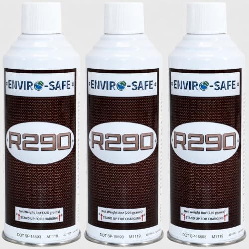 ENVIRO-SAFE Upright R290 Refrigerant -K-28 Self-Sealing Style Top for HVAC & Refrigeration Use-3pk-Cans Only