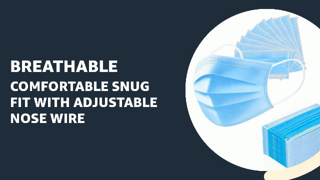 SURGICOMFORT disposable 3ply surgical face mask (pack of 100, Blue