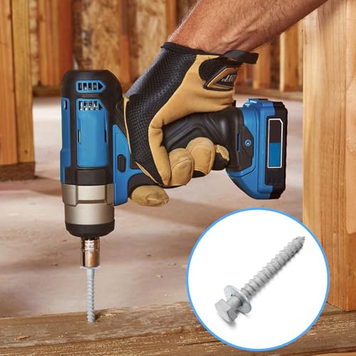 Image of Hicarer 4 Pcs 3 /8 inch x 3 inch Lag Screws Kit Hex Head Lag Bolts with Washers for Wood Hot Dip Galvanized Heavy Duty Screws Kit