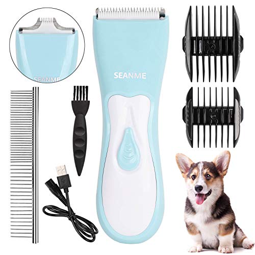 seanme Dog Clippers Washable, 2020 New Upgrade Dog Grooming Clippers Kit with Double Blades Professional Electric Trimmer Set Rechargeable Cat Trimmer Low Noise Shaver for Dogs/Cats