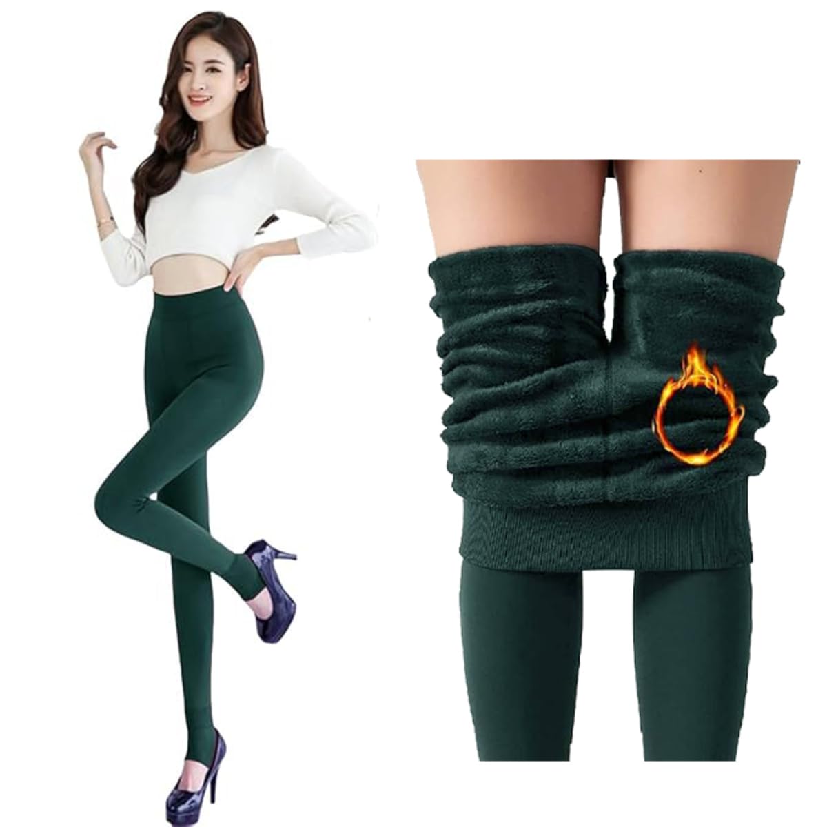 Warm Thermal Legging Fleece Slim fit Pants Thick Tight Strechable Soft for Women and Girls (for Regular Waist Size 26-32)