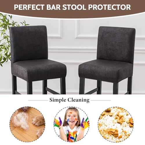 Image of FUANGUI Bar Stool Covers Set of 2, Stretch Bar Stool Seat Covers | Washable Removable Bar Chair Covers with Backs Slipcovers, Bar Chair Covers Square for Kitchen Dining Room Cafe