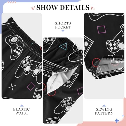 CaTaKu Boys Abstract Games Black Pants for Boys Girls Wide Leg Sweatpants Kids Long Bottoms with Pockets Size 6-14Y4