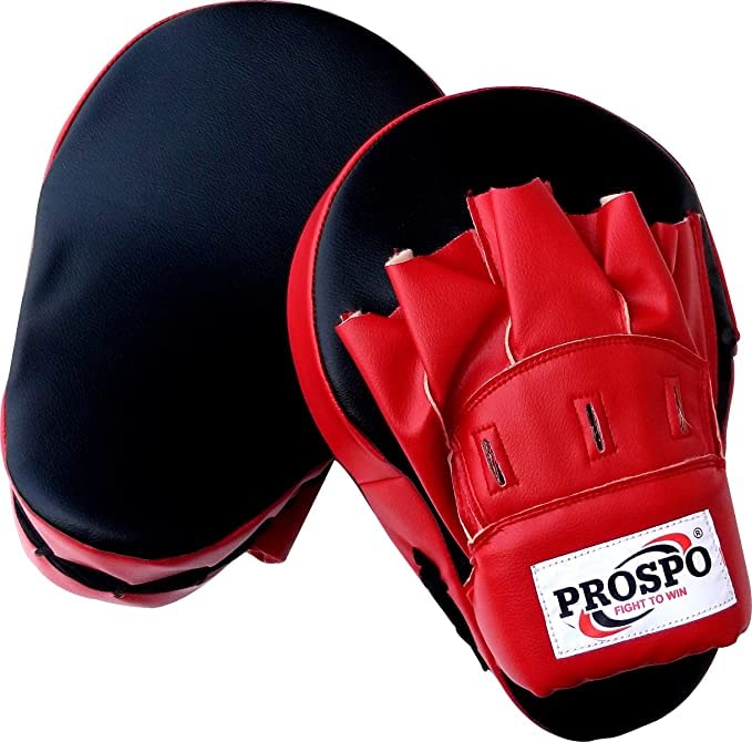 Image of Prospo Curved Focus Pads /Punching Mitts for Boxing /MMA /Muay Thai /Kickboxing /Karate /TAEKWANDO (Red-Black)