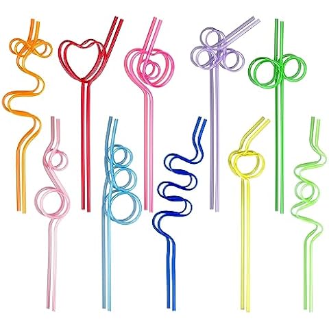 20PCS Colourful Reusable Curly Straws Cover