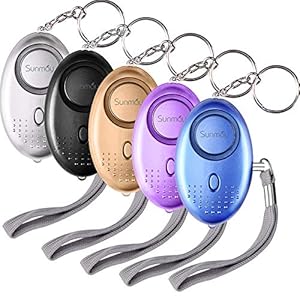 SUNMAY Pocket Alarm, 5 Pieces 140 db Pocket Alarm Keyring with Torch Panic Alarm Personal Alarm Security for Women Children Seniors