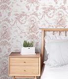CiCiwind 197'×16' Wallpaper Toile Peel and Stick Wallpaper White and Pink Wallpaper Vintage French Wallpaper Pink Contact Paper Self Adhesive Removable Wallpaper for Bedroom Living Room Walls Decor