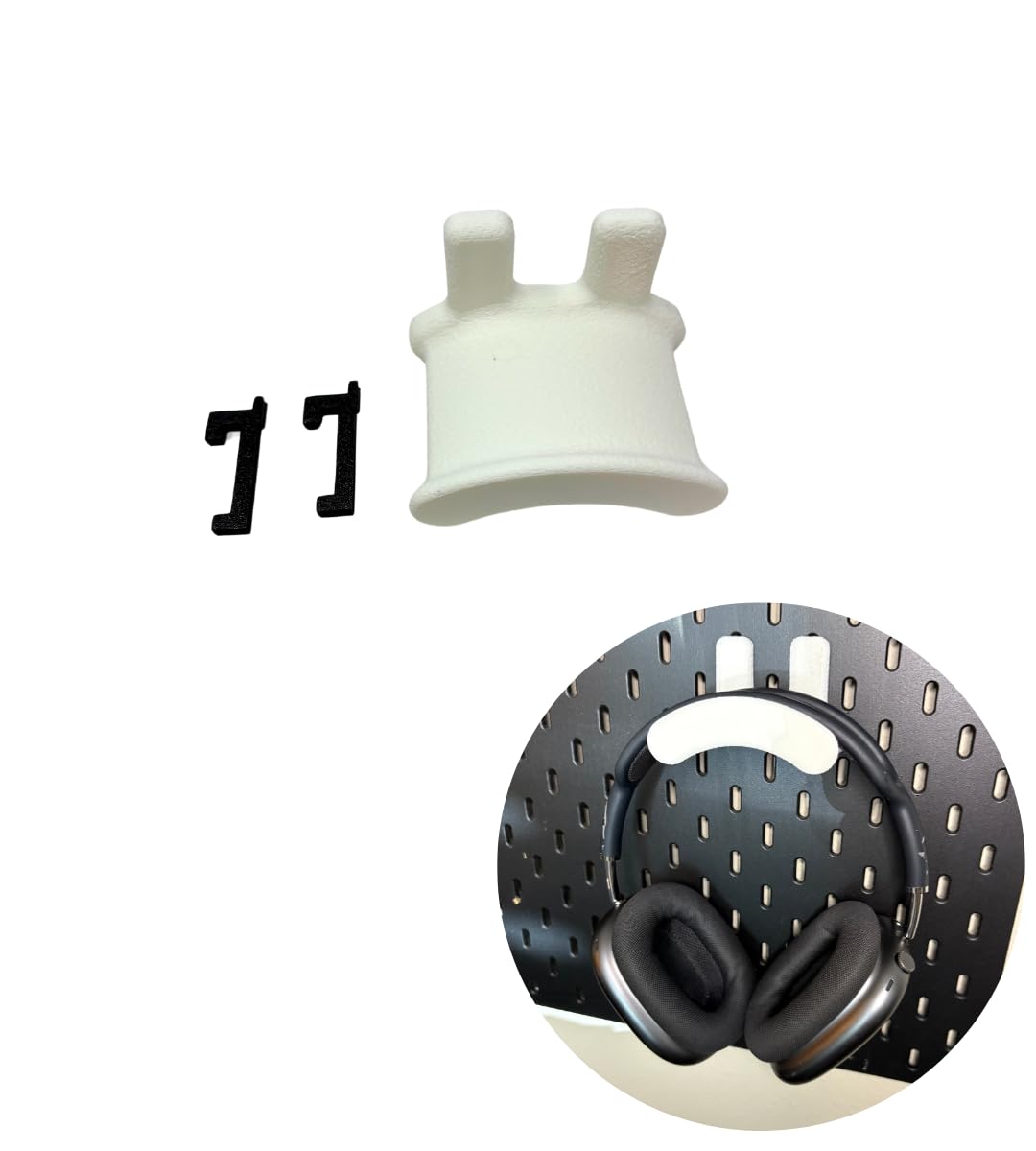 Headphone Holders for IKEA Skadis Pegboards | Headphone Hanger & Organizer Accessory Compatible with Skadis Boards | Durable Hook for Headphones & Headsets | Made in USA (Headphone, White)