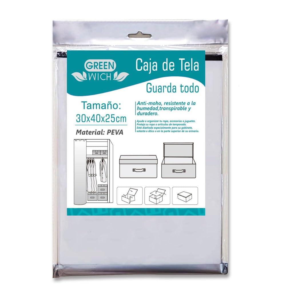Genérico Cajas de Almacenamiento de Tela, 30 x 40 x 25 cm, Plegables con Asas, Cestas Grandes, Color Blanco Roto