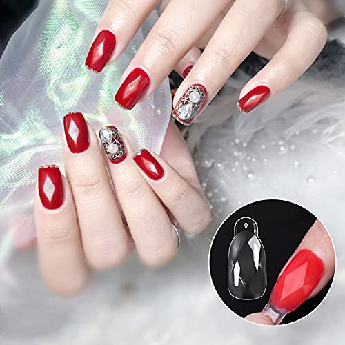 Nmkl38 120Pcs/Case Diamond Dual Forms For Polygel Nail Extension Mold Clear Full Cover False Nail Tips Hybrid Gel Acrylic Nail System Forms 12 Sizes #TOP5