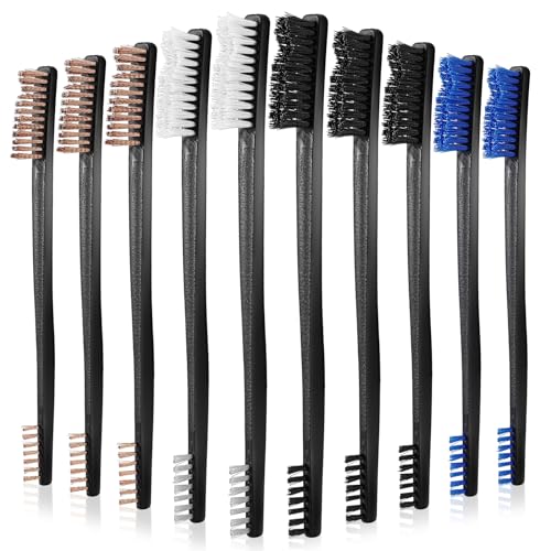 Qinyoung 20 Pieces Gun Cleaning Brushes Double Ended Cleaning Brush Set Gun Cleaner Supplies Kit Brass Nylon All Purpose 7 Inch Bristle Brush with Plastic Handle, 4 Colors
