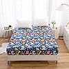 NATURETY Bedding Fitted Sheet with Deep Pocket,Dino Printed Thicken Fabric Bed Sheets (Navy Blue(Dinosaur), King) #1