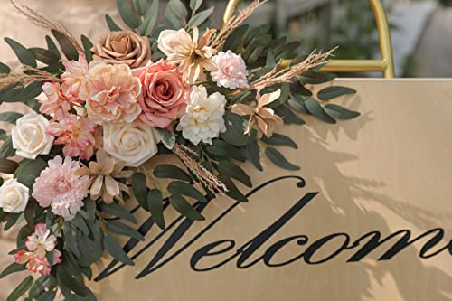 Rongflower Artificial Flower Swag Set Of 2 For Fake Flower Arrangements Wedding Welcome Ceremony Sign And Reception Backdrop Floral Decoration (Champagne Pink) #TOP5