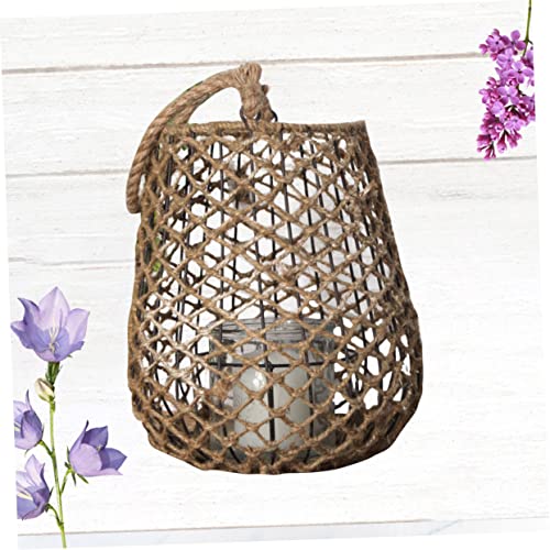 STOBAZA Decoration Lamp Woven Rope Night Light Decorative Candlestick Decorative Lampshade Woven Rope Candlestick