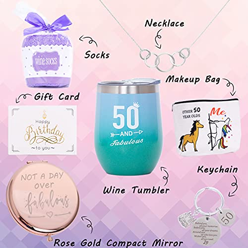 50Th Birthday Gifts For Women, Happy 50 Year Old Best Friend Birthday Decorations Women, Tuning 50 Birthday Present For Female Mom Sister Wife Grandma Coworker, Funny Wine Tumbler Gift Box Sets Ideas #TOP2