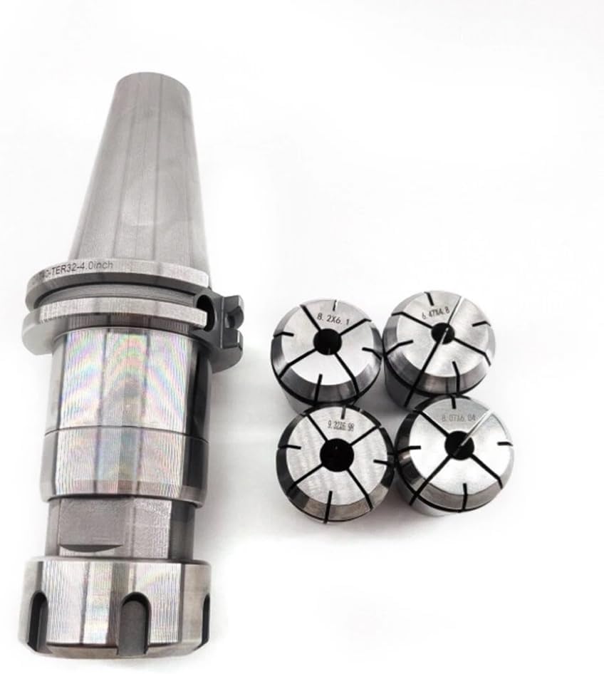Collet Chuck Set, CAT40-TER32 Precision Collet Chuck Floating Tap Tapping Holder Assembly with 4pcs Tap Collets(1/4",5/16",7/16",1/2”) for CNC Machine Tools