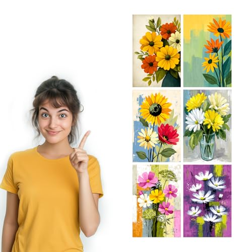 Image of SiddArtify Floral Wall Art Prints Set - Botanical Flower Poster Decor for Living Room Bedroom Office - 8x12 inch Board Pack of 6