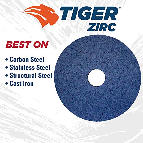 Image of Weiler 59735 Tiger Zirconia Alumina Resin Fiber Sanding & Grinding Disc, 4-1 /2 inch Diameter, 80 Grit, 7 /8 inch Arbor Hole (Pack of 25)