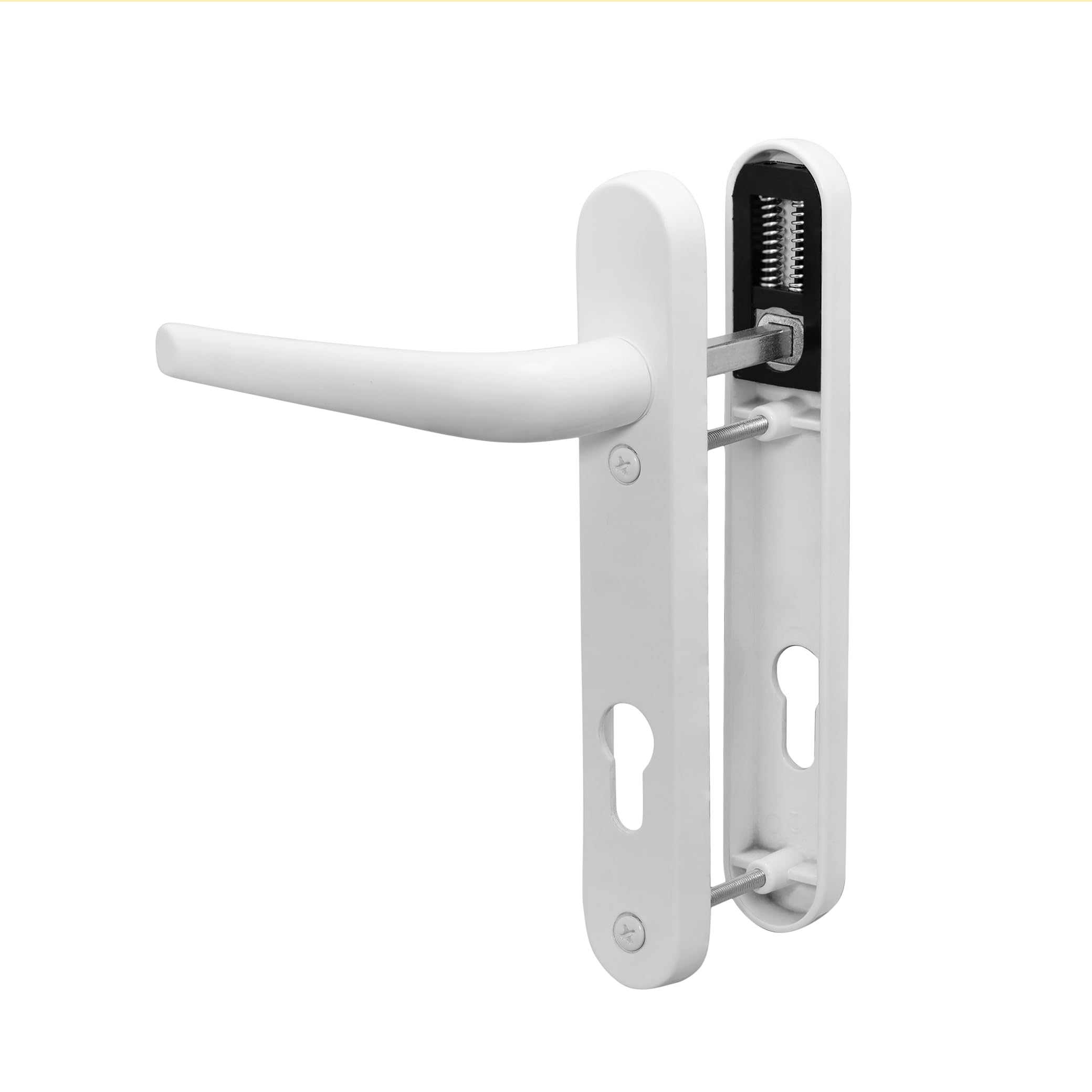 GlazeAssist - uPVC Door Handle 92mm PZ Sprung Pair for PVC and Composite Doors - External Door Handle for uPVC Door (White, 122mm)