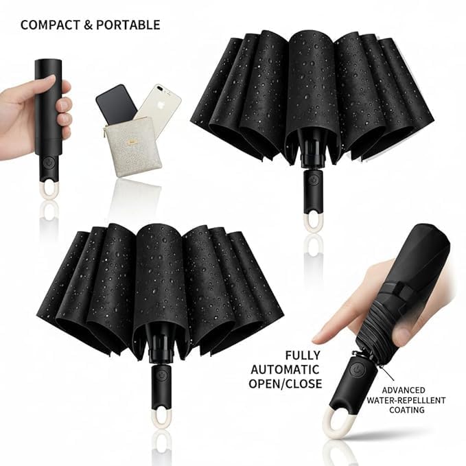 Image of Umbrella for Women | Umbrellas for Men | UV Coated 3 Fold Umbrella for Rain with Auto Open and Close Small Folding Travel-Foldable Windshield