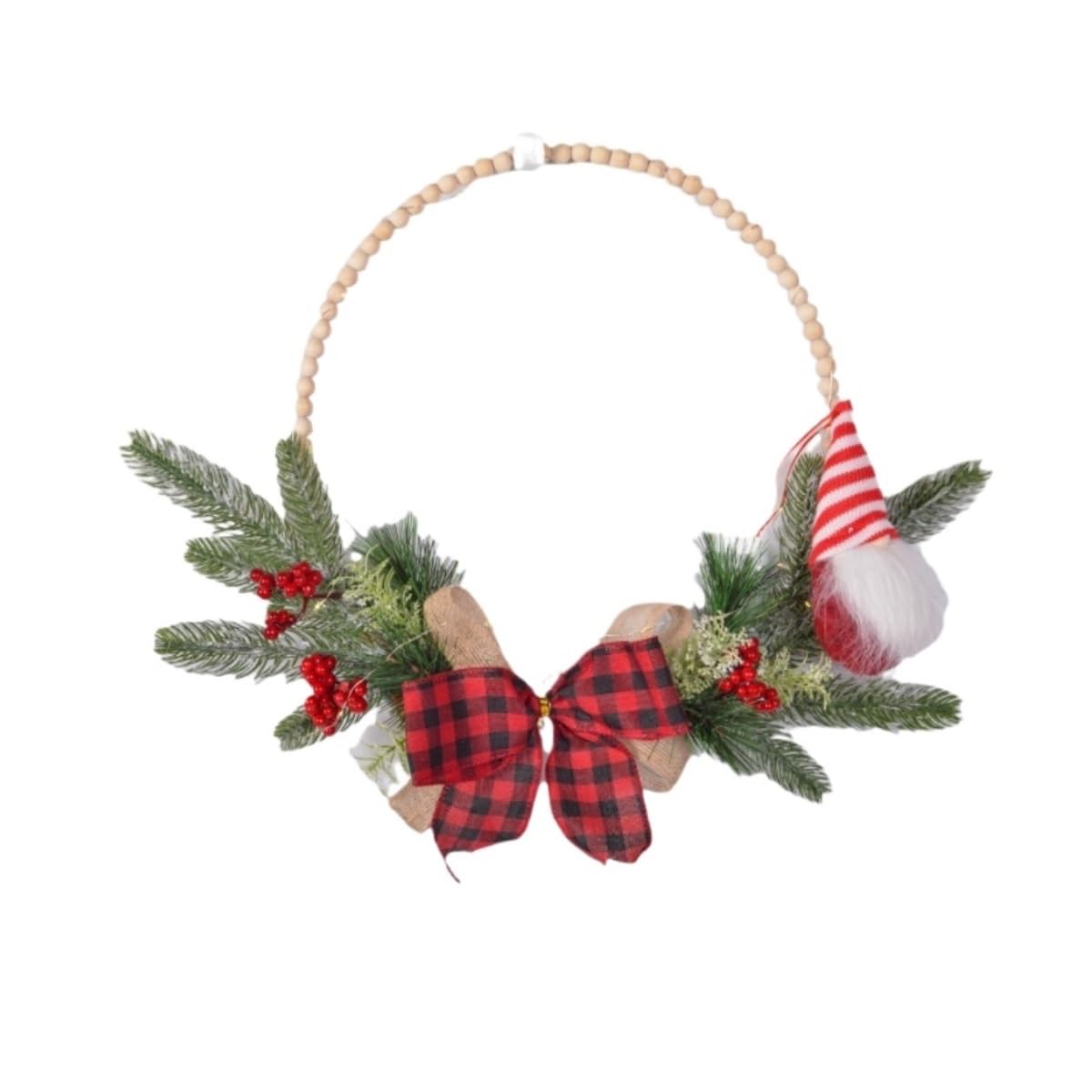 Winterkranz Dekokranz Weihnachten Holzperlen Kranz Schleife Weihnachtsschmuck Weihnachtstür Wand Heimdekoration Adventskranz Christbaumschmuck
