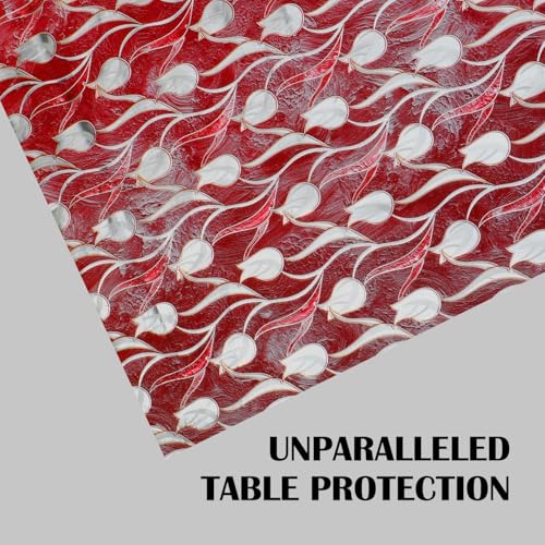 Image of Dakshya Industries PVC Waterproof Withoutlace Dining Table Cover (Size - 54X78 Inch) Rectangle 6 Seater Heat Rasistant, Miller Red