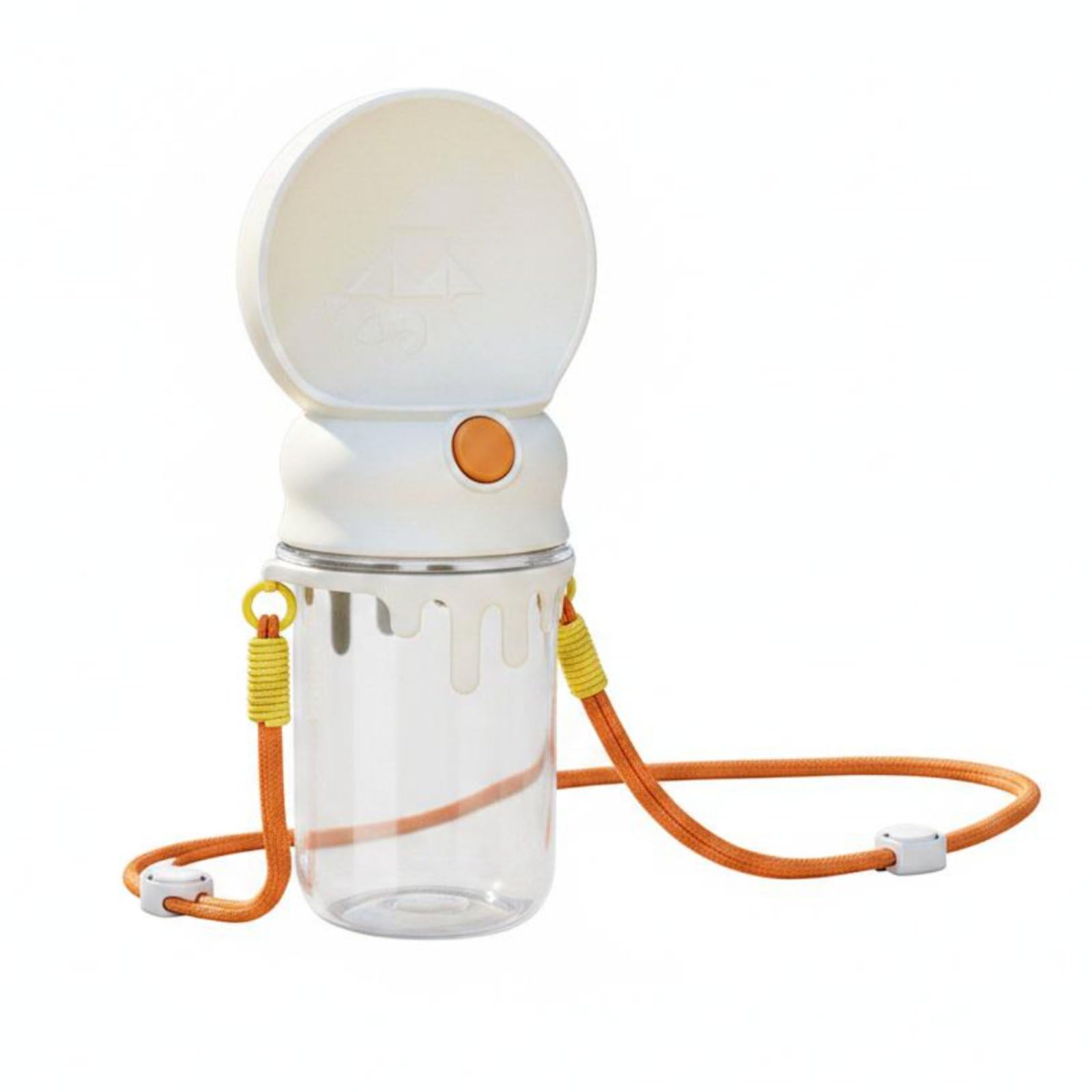 predolo Bottiglia Acqua Cane Portatile Leggera Borraccia 2 in 1 con Ciotola per All'aperto, Bianco, Con Tracolla