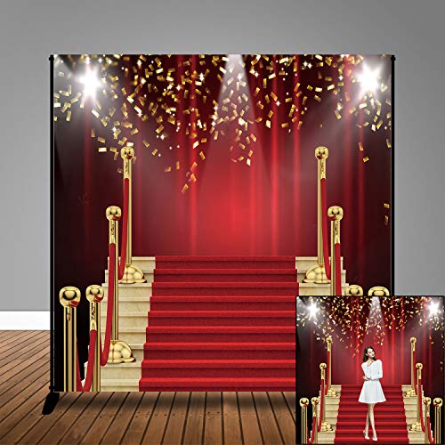 Fondo Fotográfico 10x10ft Rojo con Estrellas Doradas miniatura 1