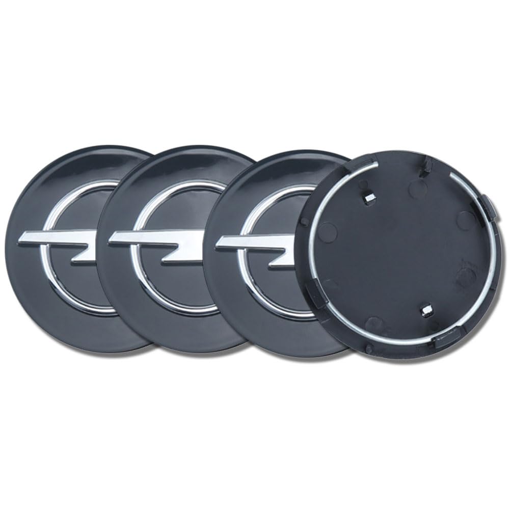 Auto Nabendeckel für Opel, 4 Stück Schwarze ABS OEM Radnabenkappen Felgenkappene Nabenkappen Zubehör (60 mm) - 4