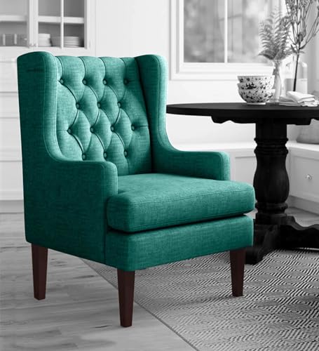 Image of Wingback Chair for Living Room one Seater Sofa |Luxury Rest Chair Arm Chair Sofa (Green)