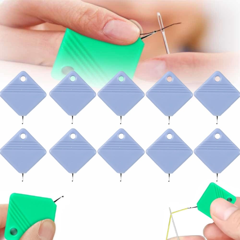 2024 Newest Automatic Needle Threaders for Hand Sewing, Embroidery Floss, Sewing Machine Needle Threader, Sewing Supplies Tool, Fits All Needle Sizes (Light Blue, 10 PCS)