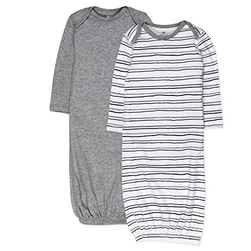 Image of HonestBaby 2-Pack Sleeper Gowns Layette Sets 100% Organic Cotton for Newborn Baby Boys, Girls, Unisex