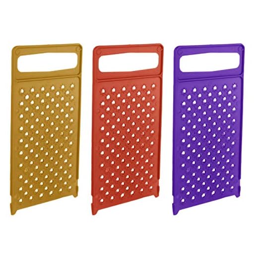Progressive Plastic Grater - Pack of 3 - Ergonomic Food Grater Handheld - Cheese Flat Grater for Kitchen Hand Held