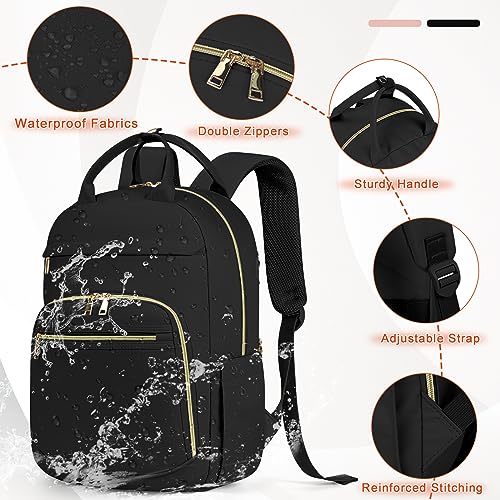 Backpack for Women School Backpack Travel Backpack Lightweight Laptop Backpack Women 15.6 Inch Backpack for School Teens Casual Daypack Backpacks College Travel Work,Black - Image 6