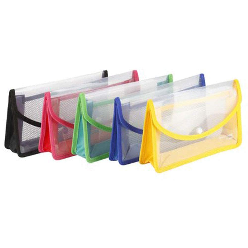 Cinidy Plastic Flexi Button Bag Cheque Book Holder/Document Holder/Passbook Holder 6 INCH X 30 INCH (Pack of 3) -Multicolour