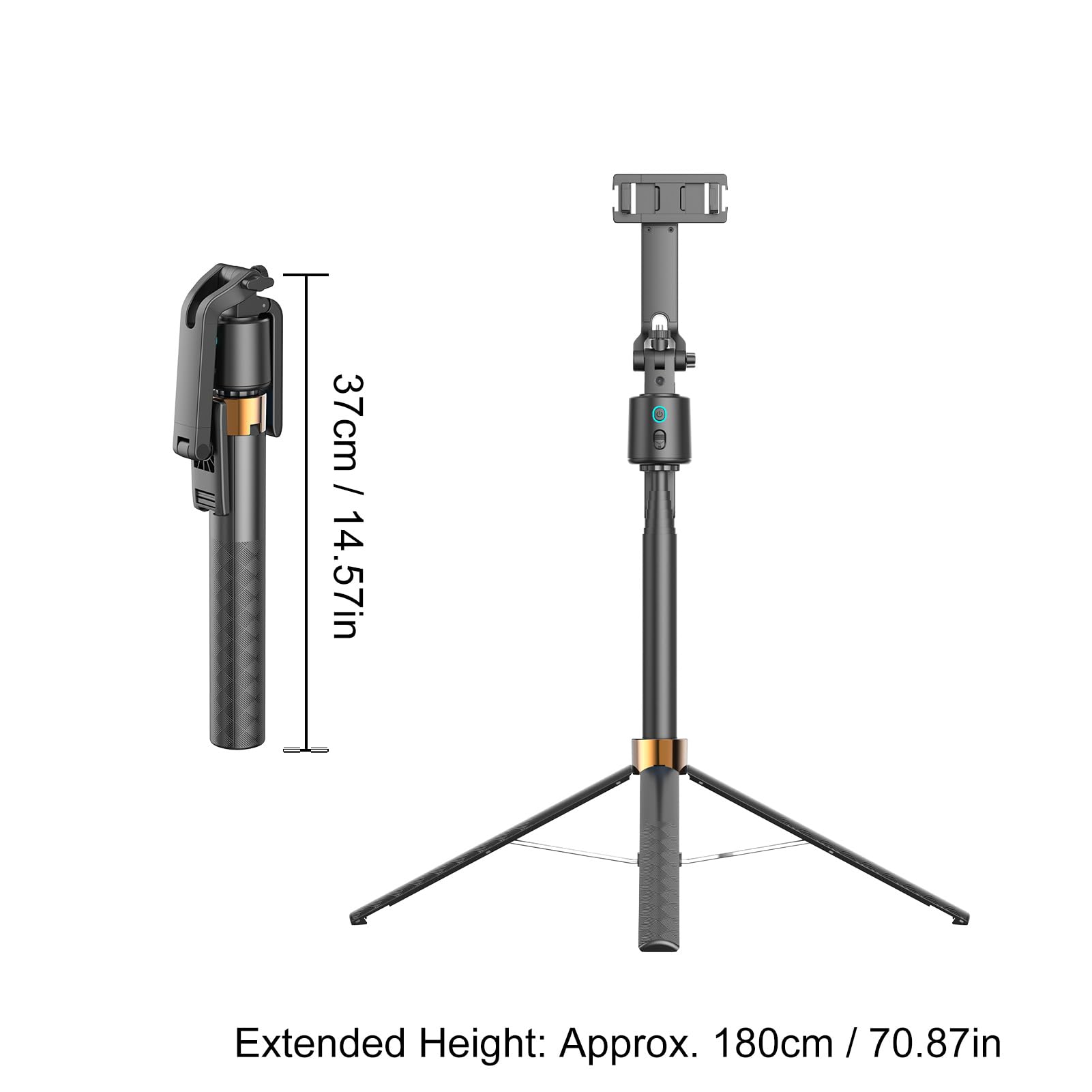 Fafeicy Selfie Stick con Rilevamento Automatico del Volto, Treppiede in Alluminio con Luci a LED per Vlogging e Streaming Live