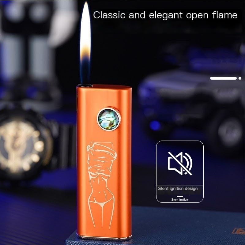 Encendedor recargable de llama abierta portátil azul miniatura 2