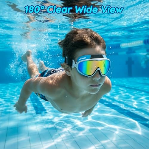 MOMUSE 2PC Kids Swim Goggles 3-10 with Soft Fabric Strap, UV Protection