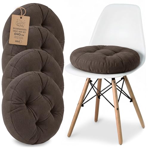 Amazinggirl Galette de Chaise Lot de 4 Coussins Assise Rond 40 cm - Dessus pour chaises Interieur...