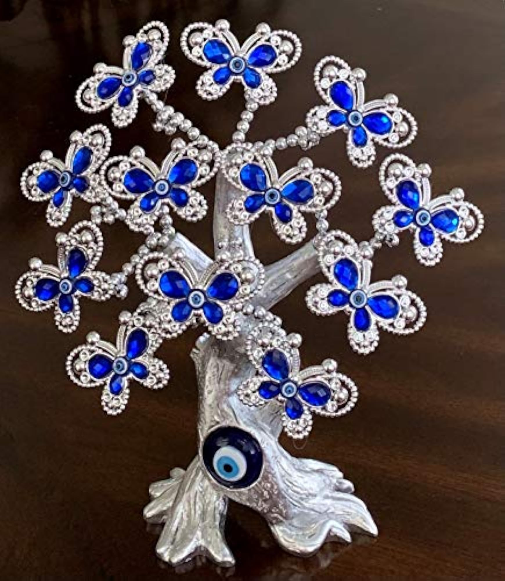Blue Evil Eye Turkish Nazar Money Tree Butterfly Design