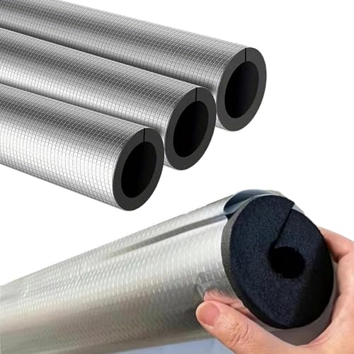 90cm 95cm パイプ断熱フォームチューブ 耐熱カバー 配管用断熱材 内径16/22/34/43/60/76/108mm/114mm 自己接着アルミ箔パイプ断熱材 屋外用水道管用水道 エアコン用銅管(ID60mm*T20mm*95cm)