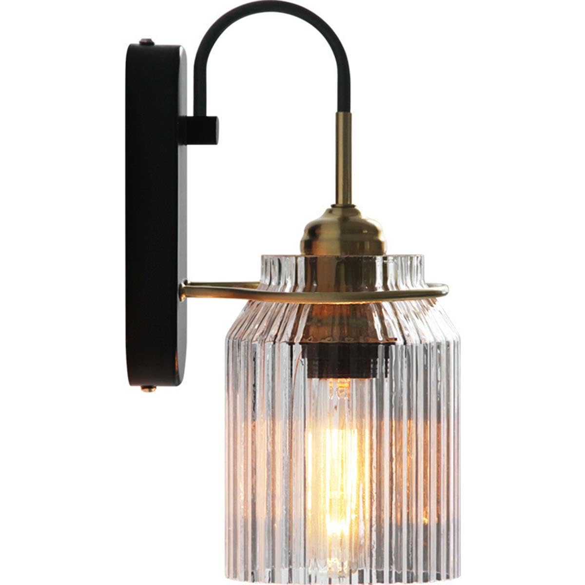 Kinkiet szklany E27 do użytku wewnętrznego, lampa ścienna w stylu retro industrialnym, kryształowa lampa w kształcie lejka z metalową podstawą, lampka nocna ze szklanym kloszem do sypialni, salonu i